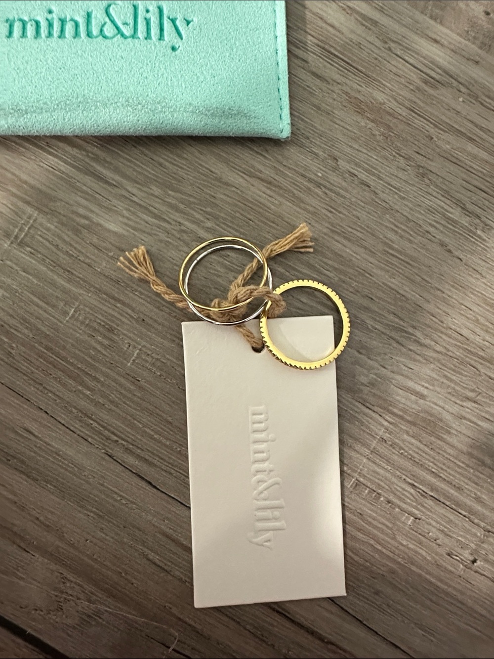 mint&lily Gold Textured Stackable Ring Set - Gold